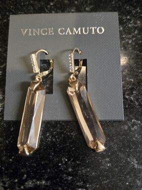 Vince Camuto Gold-Tone Earrings with Smoky Brown Crystal Drops